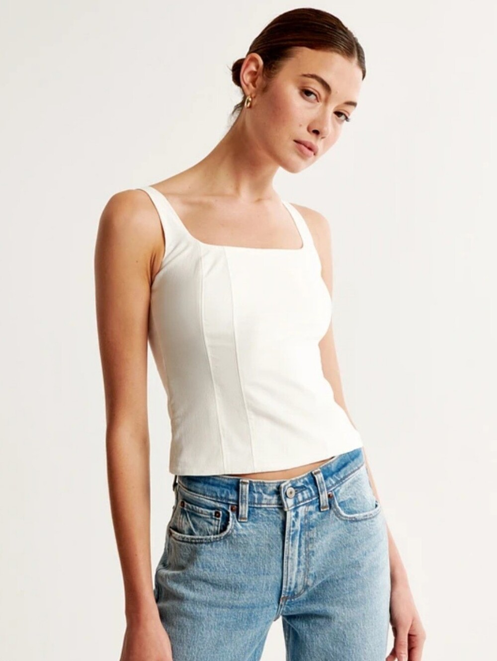 Abercrombie & Fitch Cotton Square Neck Corset Top Womens Size M NWT Adjustable